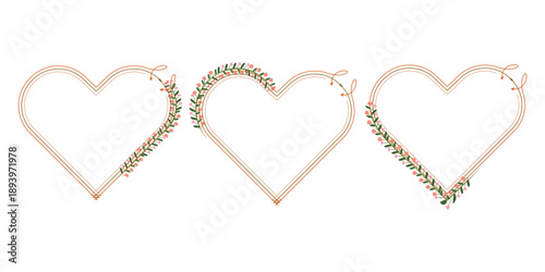 Decorative floral heart wreath frame made of leaves and small flowers, perfect for romantic designs, wedding invitations, Valentine backgrounds, greeting cards, and love themed creative projects.