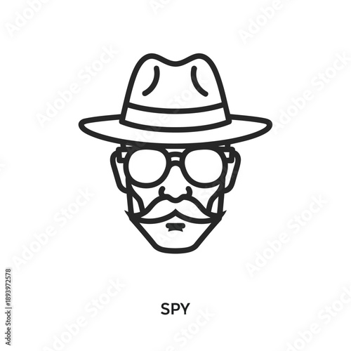 Spy Icon in Minimalist Style with Monochromatic Color on White Background for Security