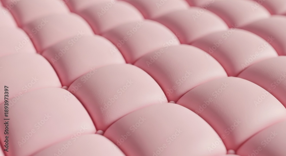 Fototapeta premium Close up view of padded, quilted surface featuring soft, rounded squares in a delicate shade of pink