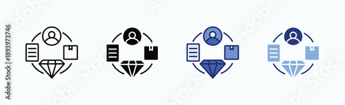 Value chain Icon Sheet Multiple Style Collection Isolated Vector