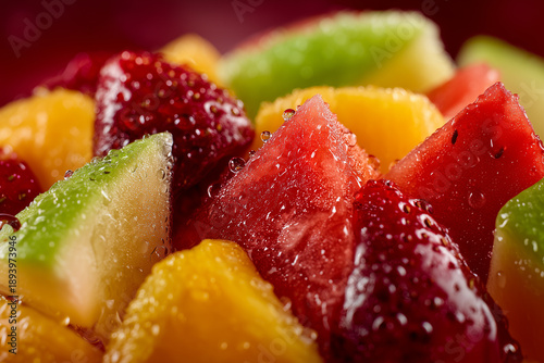 Fresh Mixed Fruit Macro with Water Drops