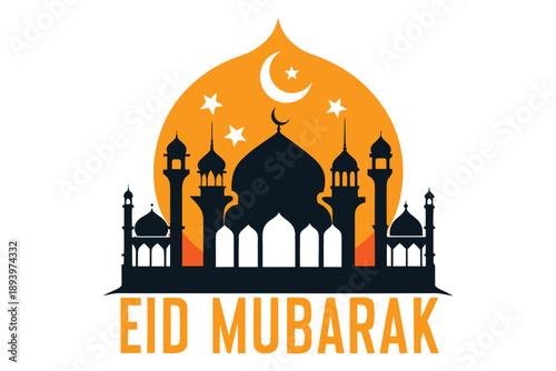 Eid Mubarak Illustration Design Islamic Celebration Holiday Greeting 