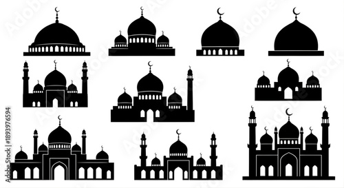 Hungarian parliament building in Budapest is a landmark European architecture silhouette set featuring travel icons and city skyline symbols designed as a vector illustration