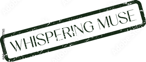 Nostalgic distressed stamp graphic featuring the inspiring phrase Whispering Muse for creative designs