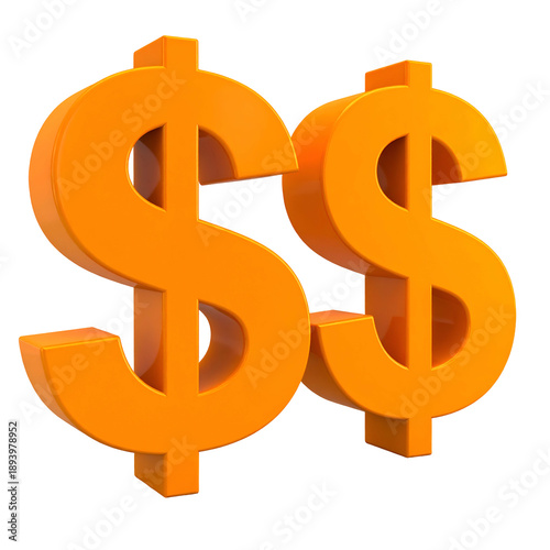 Two vibrant, orange, three-dimensional dollar signs overlapping against a black background