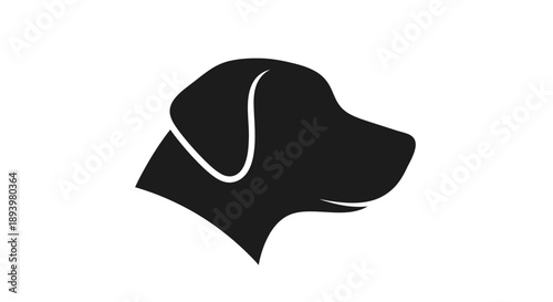Black dog head silhouette illustration against white background 