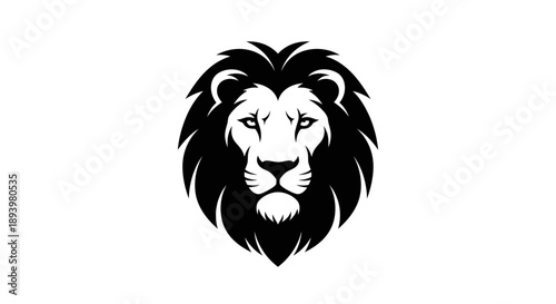 Majestic lion's face illustration showcasing mane and facial features in black and white,