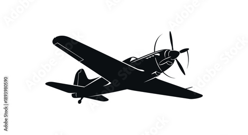 A vintage airplane flies through clear skies with propellers spinning fast 