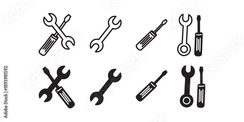 Study table icon set. Black illustration. With 10 eps background.