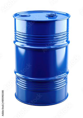 Glossy blue metal drum, isolated