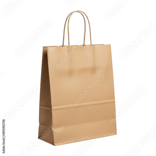 Simple brown paper bag isolated on transparent background