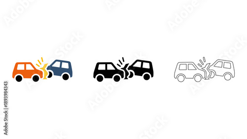 representation of car accident with multiple vehicles involved