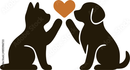 Stylish Pet Illustration: Cat and Dog 
