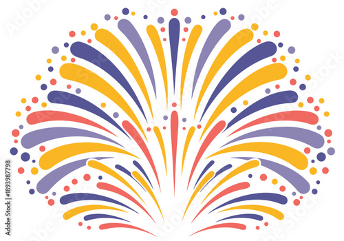 Dynamic vector illustration showcasing a celebratory burst of colorful fireworks, ideal for evoking excitement and cheer in any festive design project