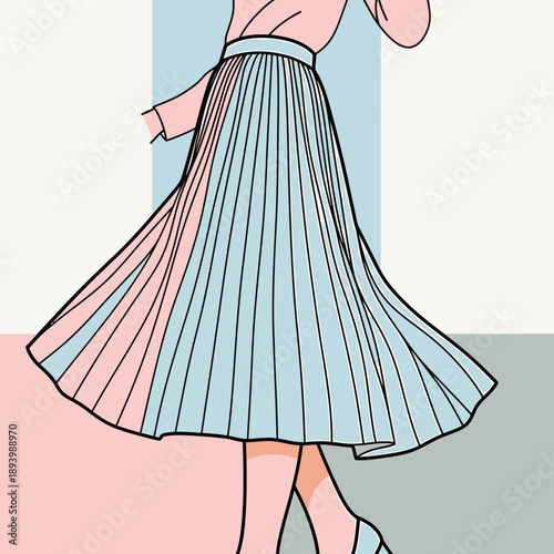 Elegant Pleated Midi Skirt in Soft Pastel Colors for Chic Women's Fashion and Casual Wear