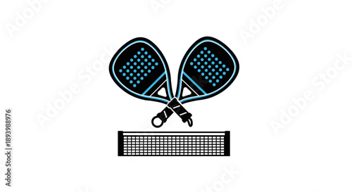 Two Crossed Padel Rackets over Net Icon