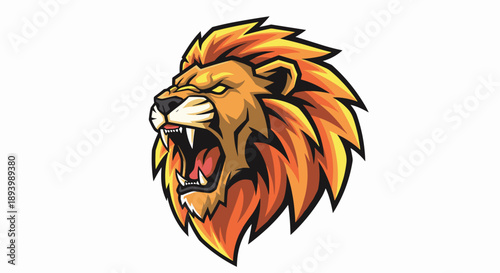 Roaring Lion Head Graphic with Flame Mane