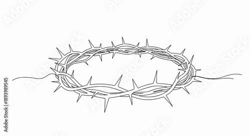 Simple Crown of Thorns Line Art Illustration