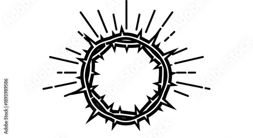 Sacred Crown of Thorns with Radiating Light Rays