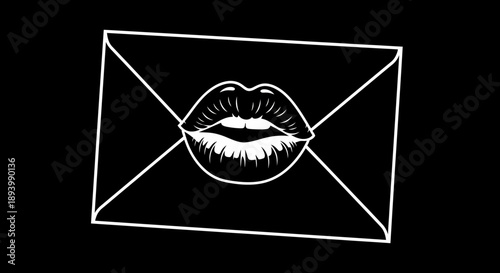 A graphic representation of an envelope with lips.