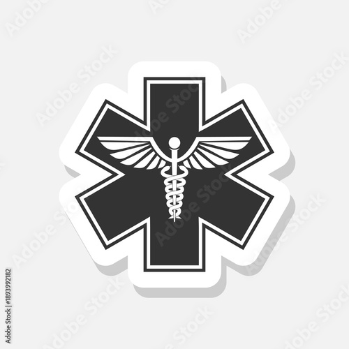 Medical alert emergency EMS icon sticker isolated on gray background