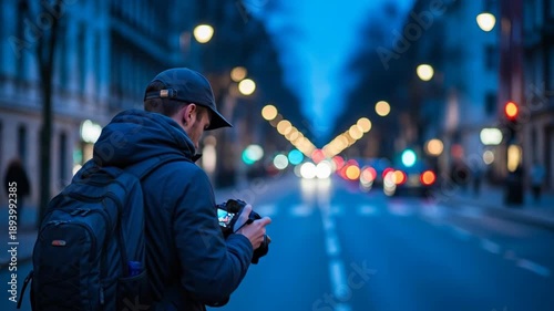 Capturing a Night Street Scene in Urban Setting