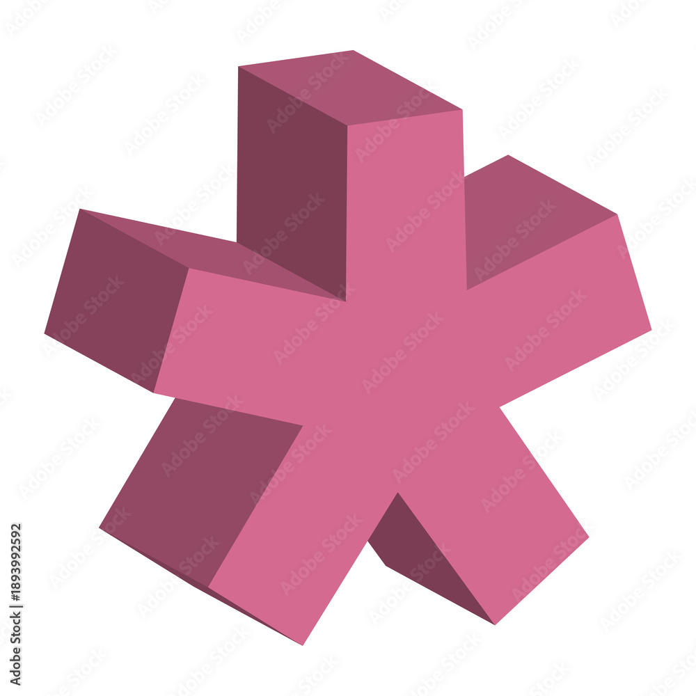 Obraz premium 3D Asterisk Star Symbol Icon Pink transparent background