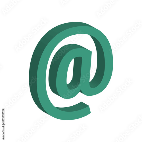 3D At Symbol Email Sign Icon Green transparent background