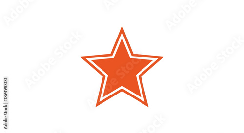 A bright orange five pointed star with a white outline on a.