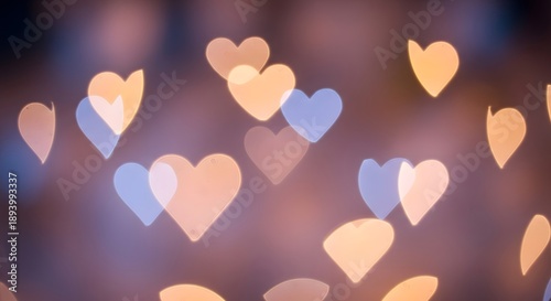 A collection of glowing hearts in various shades of blue and orange