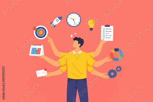 Busy Person With Many Tasks