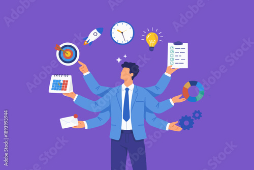 Busy Person With Many Tasks