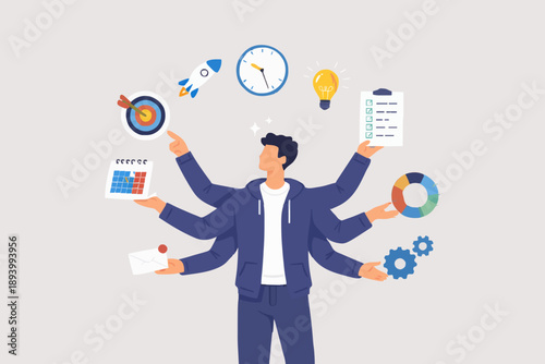 Busy Person With Many Tasks