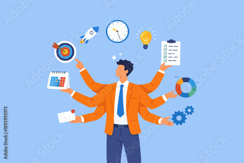 Busy Person With Many Tasks