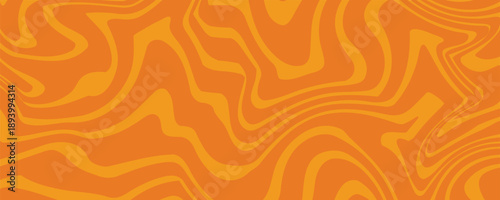 Abstract orange fluid psychedelic wave pattern background with retro groovy and trippy 1970s inspired aesthetic. Seamless acrylic marble swirl pattern.