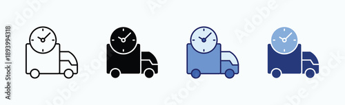 On Time Icon Sheet Multiple Style Collection Isolated Vector