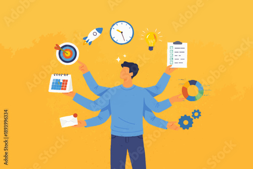 Busy Person With Many Tasks