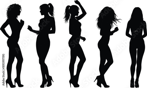 Woman, Female, Silhouette, Fashion, Model, Dance, Sexy, Elegant, Body, Pose, Glamour, Style, Beauty, Heels, Nightlife, Club, Confidence, Black, Vector, Illustration