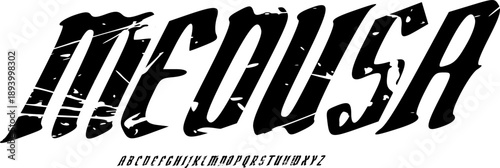 Bold Speed Brush Display Font Alphabet  – Aggressive Slanted Typeface with Mythical Power Meaning and Dynamic Rough Character Style for  Logo Design,Tattoo Art and High-Impact Typography