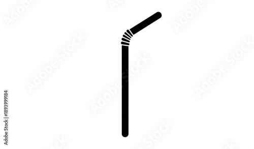 Minimal Plastic Straw Icon Simple Flat Vector Illustration