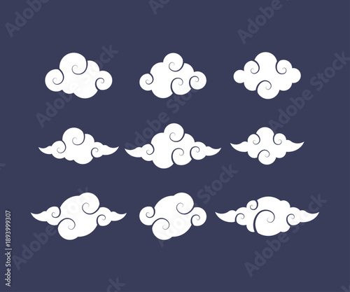 Chinese Clouds. Set of traditional lucky cloud icons