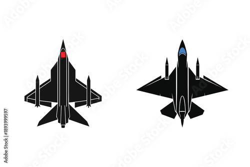 Fighter Jet Military Plane Silhouette Icon Vector Illustration Design