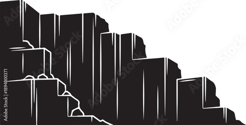 Black and white illustration of a cityscape skyline view