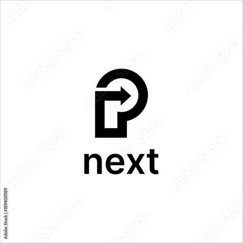 modern letter P arrow forward Next logo vector icon abstract minimal business brand identity design
