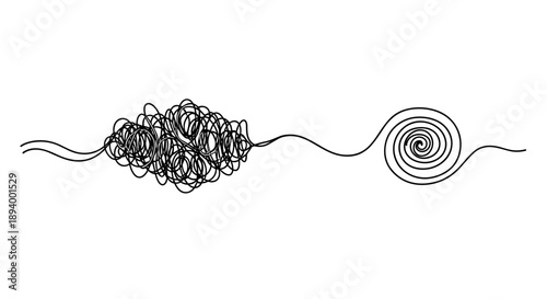 Abstract Line Representing a Tangled and Untangled Path