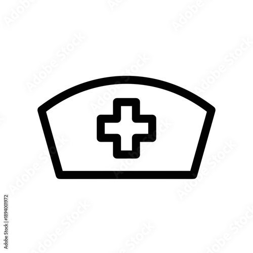 Professional nurse cap with cross symbol icon