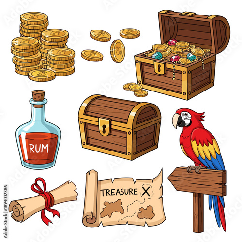 Pirate treasure map and accessory collection