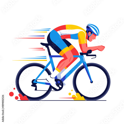 Road cyclist in aerodynamic racing tuck position