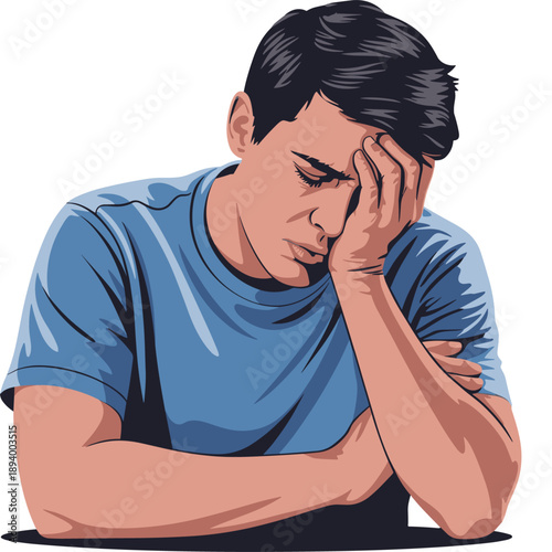 Depressed Man Illustration

Mental Health Stress Concept

Sad Young Man Feeling Anxiety