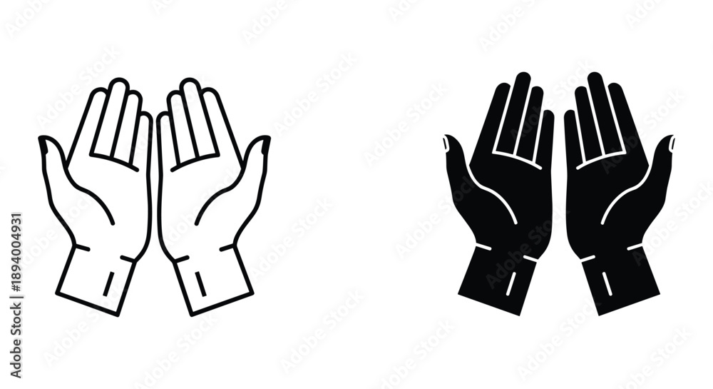Fototapeta premium High-Quality Black and White Gloves Illustration